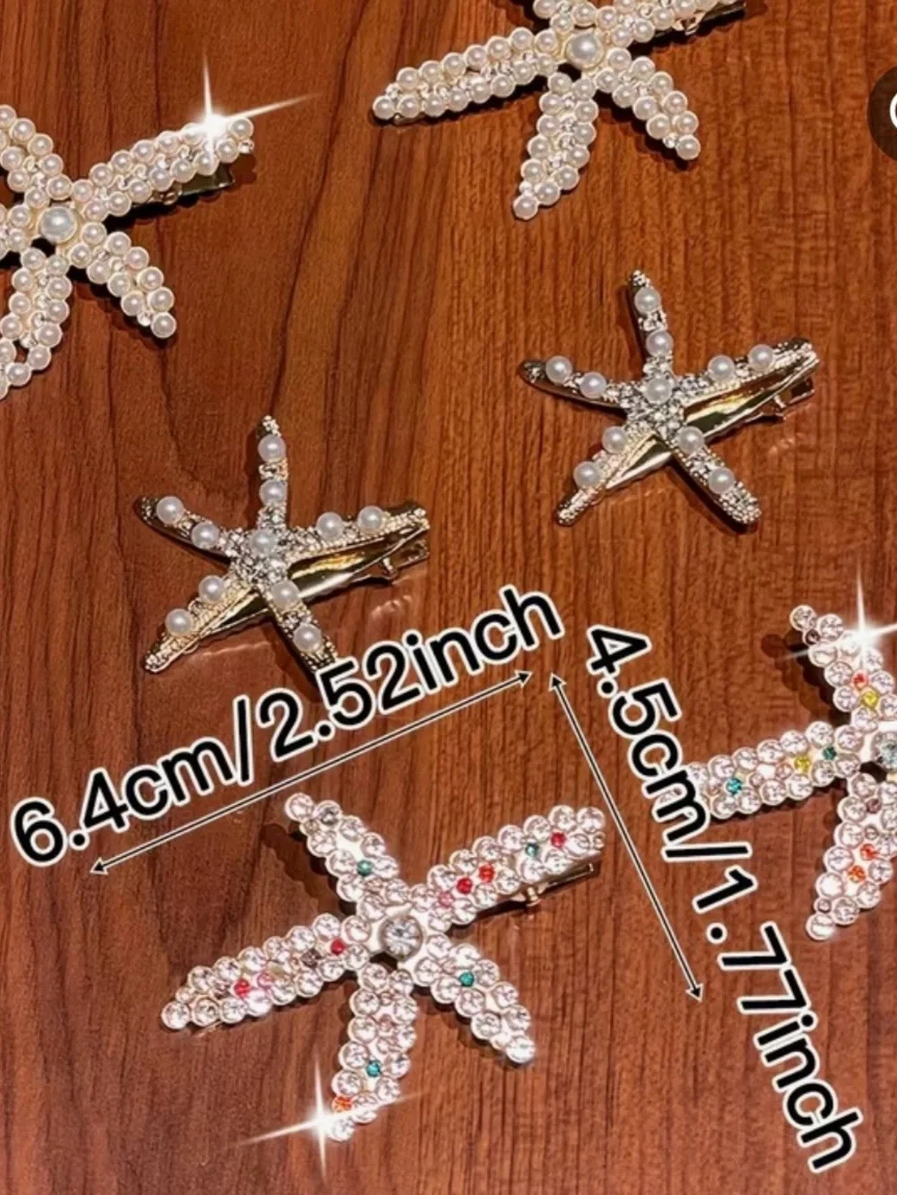 NWOT Pearl & Crystal Starfish Hair Clips - Women’s Hair Accessories